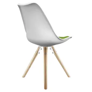 Soho White & Green Plastic Dining Chair with Pyramid Light Wood Legs