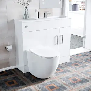 Nes Home James 1000mm Freestanding White Slimline Vanity Basin & WC Unit & BTW Toilet