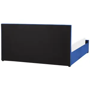 Velvet EU Super King Size Ottoman Bed Blue ROCHEFORT