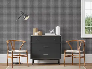 Arthouse Country Tartan Charcoal Wallpaper