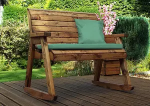 Bench Rocker with Cushions - W120 x D77 x H102 - Fully Assembled - Green