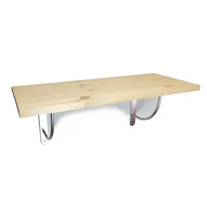 Solid Pine Rustical Shelf Primed with LUK02 Bracket 25x80cm