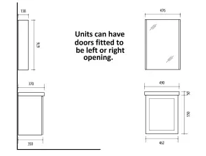 Bathroom Cabinets Set Vanity Unit Sink Wall Basin 500 Mirror Lacquered Grey Avir