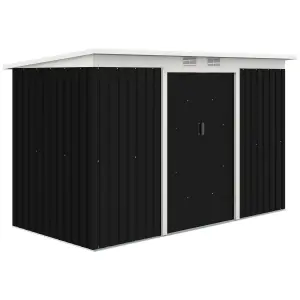 Outsunny 9 x 4FT Outdoor Metal Frame Garden Storage Shed w/ 2 Door, Grey