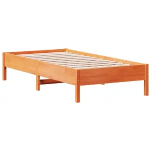 Berkfield Bed Frame without Mattress Wax Brown 75x190 cm Small Single Solid Wood Pine