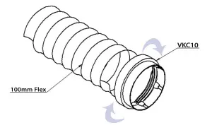 100mm Round Threaded Hose Connector Male - Connect Flexi Duct To Rigid