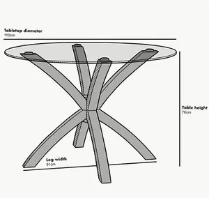 Lugano Glass & Oak Round Dining Table, Glass Top Solid Oak Legs, Modern Designer Dining Furniture Modern Wooden - Cherry Tree Furniture - Dining