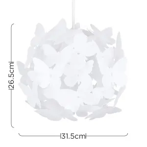 ValueLights Pair Of Modern White Butterfly Girl's Ceiling Pendant Bedroom Lamp Shades