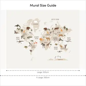 Scandi Safari Map Mural In Natural (300cm x 240cm)