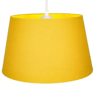 Traditional Linen Fabric Drum Shade for Pendant & Lampshade Yellow / 22cm H x 35cm W x 35cm D