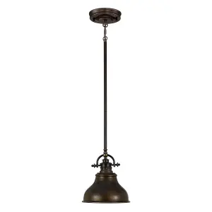 Elstead Emery 1 Light Dome Ceiling Mini Pendant Palladian Bronze, E27