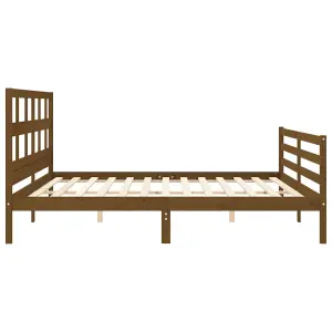 Berkfield Bed Frame with Headboard Honey Brown 200x200 cm Solid Wood