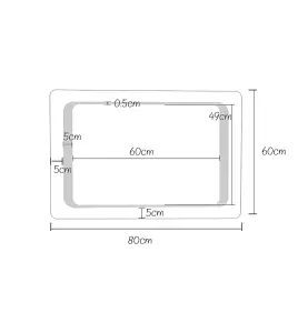 Bathroom LED Wall-Mounted Waterproof Anti-Fog Mirror 80 x 60cm