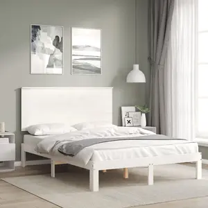 Berkfield Bed Frame with Headboard White 140x200 cm Solid Wood