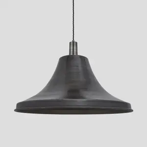 Industville Sleek Giant Bell Pendant, 20 Inch, Pewter, Pewter Holder