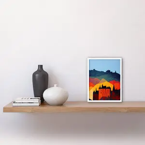 Edinburgh Autumn Scotland Modern Cityscape - Print White Framed Paper / 25.9cm H x 20.6cm W x 1.5cm D