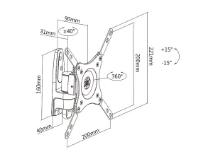 Multibrackets M VESA Flexarm 360 I, for TVs 15-32" - Black