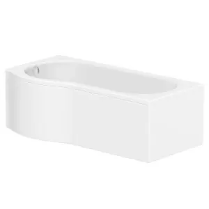 Cooke & Lewis Gloss White Modern Acrylic P-shaped Left-handed Shower bath (L)1700mm