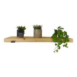 Reclaimed Wooden Shelf with Bracket Bent Up 9" 220mm - Colour Light Oak - Length 60cm