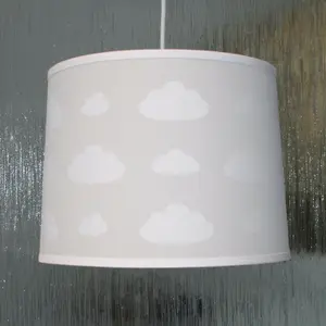 First Choice Lighting Set of 2 Clouds Light Grey Easy Fit Fabric Pendant Shade