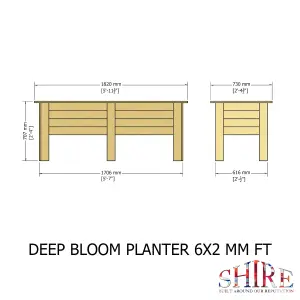 Shire Deep Root Planter 1.8m 6ft Pressure Treated Timber