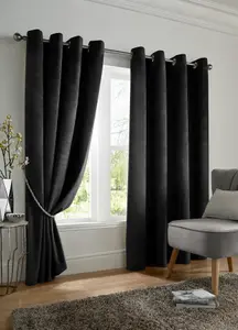 Velvet Blackout 46" x 72" Black (Ring Top Curtains)