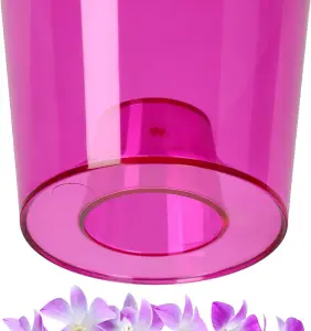 Plant Orchid Pot Plastic  Gloss Oval Planter 12 cm Pink transparent