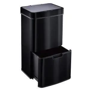 Cooks Professonal Recycling Sensor Bin - 4 Compartments plus Food Caddy, 75 Litre Capacity & Stainless Steel body - Black