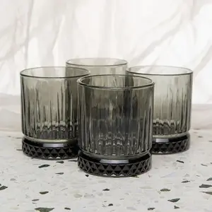 Queensway Home & Dining 355ml 8 Pcs Grey Coloured Tumblers Drinking Whiskey Glass Sets