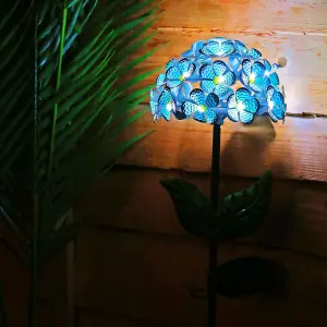 26 LED Hydrangea Garden Stake Lights - Flower Decorative Lighting - Solar Powered - Waterproof - Rechargeable - Easy To Install