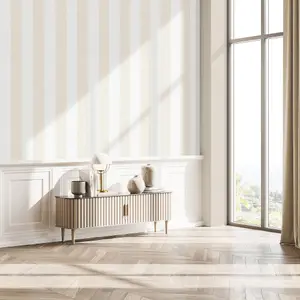 Galerie Flora White Thick Stripe Wallpaper