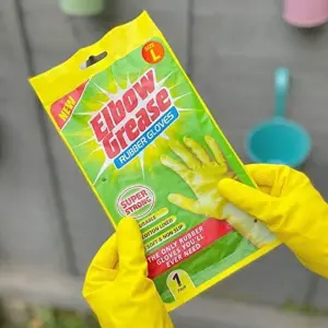 Elbow Grease Rubber Gloves Cotton Lined Extra Strong Non-Slip Size Large