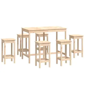 Berkfield 7 Piece Bar Set Solid Wood Pine