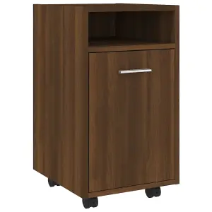 Berkfield Side Cabinet with Wheels Brown Oak 33x38x60 cm Engineered Wood