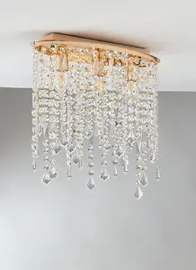 Luminosa BREEZE Ceiling Light Gold, K9 Crystals 40x36cm