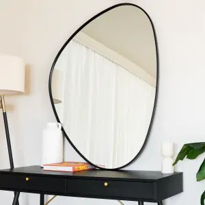 Jobu home - Izumi - Black Metal Irregular Pebble Mirror - 120cm x 90cm