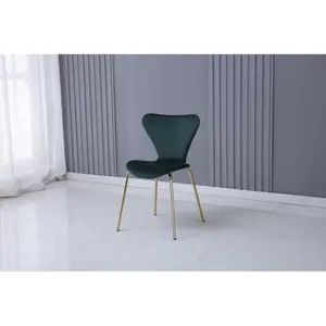 4 Doreen Velvet Upholstered Dining Chair with Black Metal Legs (Set of 4) Green / Gold