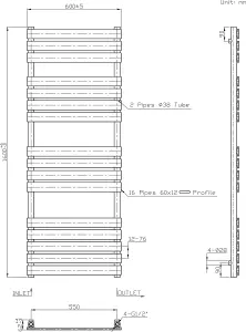 Rinse Flat Panel Anthracite Towel Radiator Bathroom Heated Towel Rail 1600x600mm