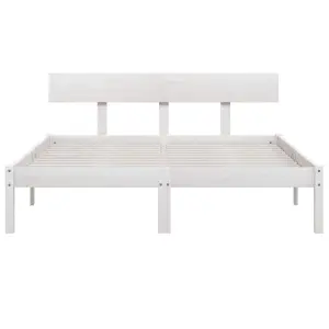 Berkfield Bed Frame White Solid Wood Pine 135x190 cm Double