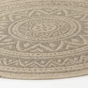 NOVA Round In- /Outdoor Jute-Look Rug 100 x 100 cm