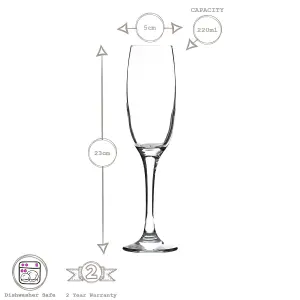 LAV - Venue Glass Champagne Flutes - 220ml - Pack of 6