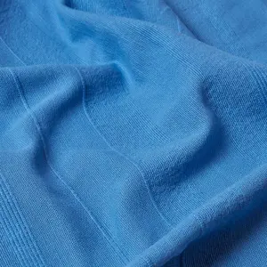 Homescapes Cotton Rajput Ribbed Blue Throw, 255 x 360 cm