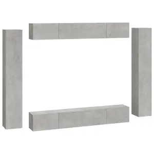 Berkfield 8 Piece TV Cabinet Set Concrete Grey Engineered Wood