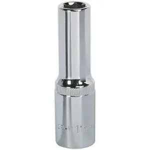 11mm Deep Drive Socket - Forged Chrome Vanadium Steel, 1/2" Square Drive