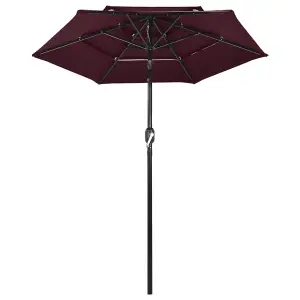 Berkfield 3-Tier Parasol with Aluminium Pole Bordeaux Red 2 m