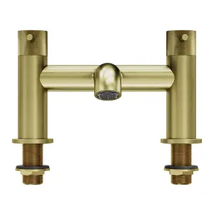 GoodHome Owens Satin Brass effect Deck-mounted Manual Double Bath Filler Tap