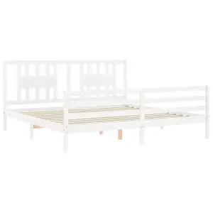 Berkfield Bed Frame with Headboard White 200x200 cm Solid Wood