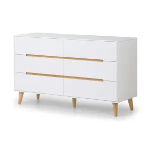 Retro White 5 Drawer Bedroom Chest