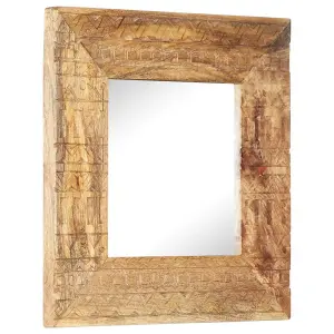 Berkfield Hand-Carved Mirror 50x50x11 cm Solid Mango Wood