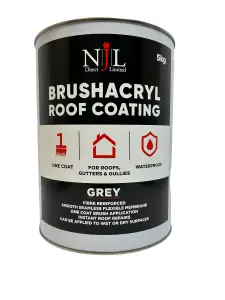 Njl Direct Brushacryl One Coat Leaksealer Waterproof Roof Coating Fibre Reinforced Grey 5KG